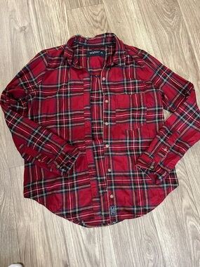 Abercrombie & Fitch Soft Flannel Button-Up Red